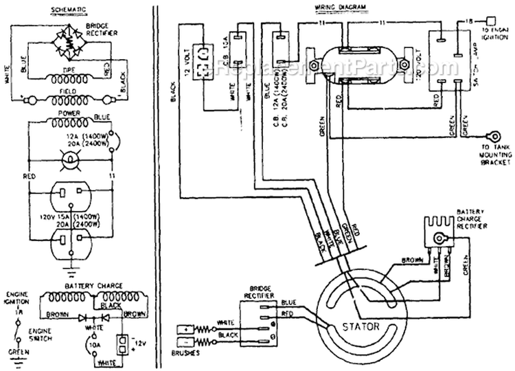 Page E Diagram and Parts List for 8964-0  Briggs and Stratton Generator